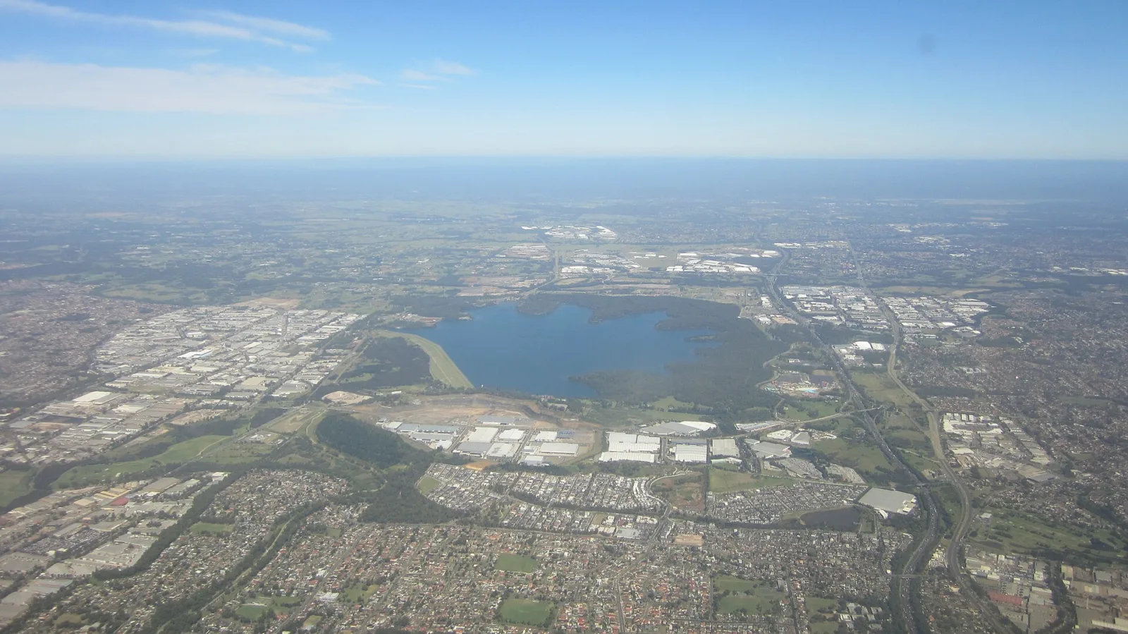Aerial view of Eastern Creek, Prospect and neighbouring suburbs in Western Sydney, Australia