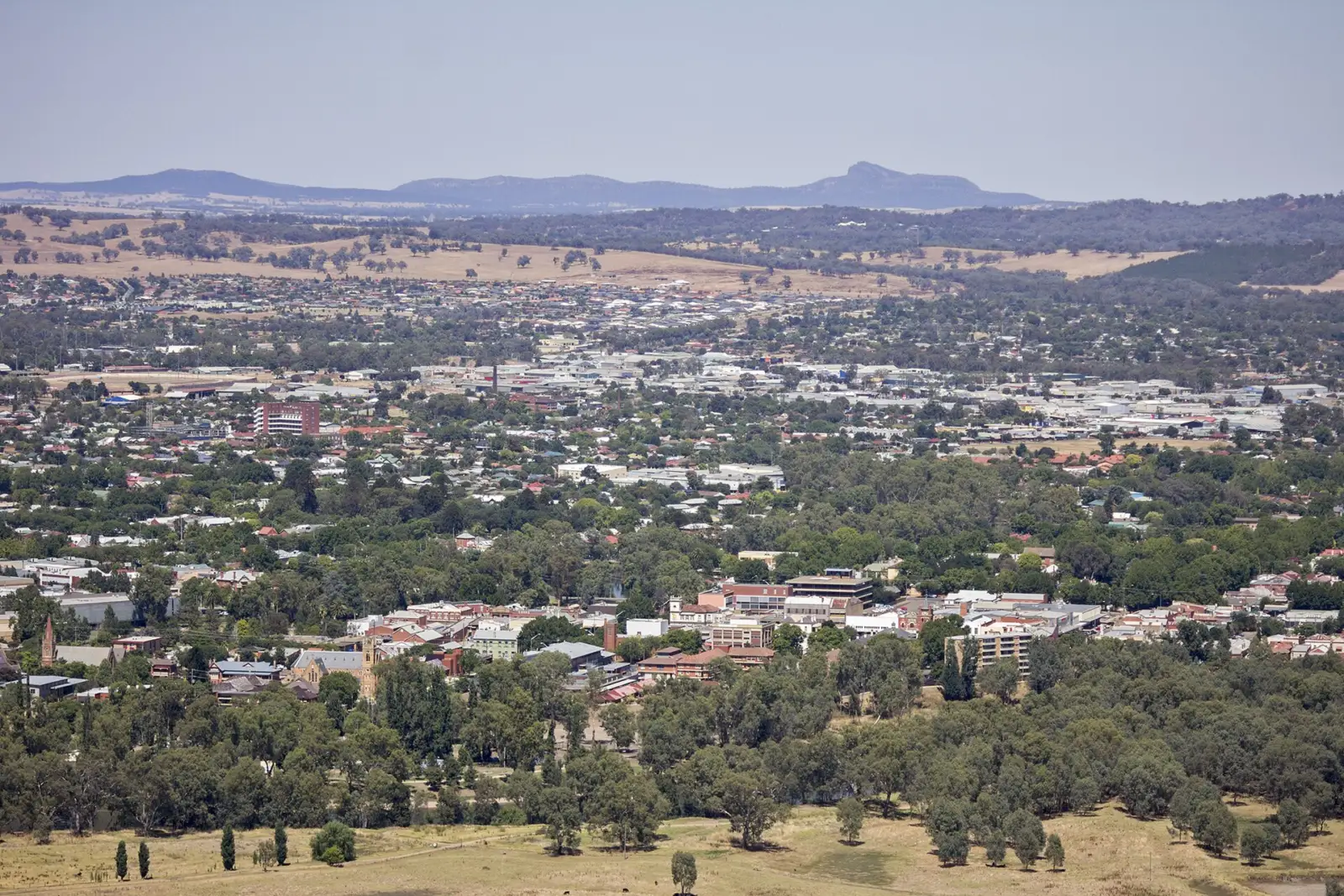 Aerial view of Wagga Wagga, New South Wales, Australia, the regional city where CDC and IREN have proposed data centre campuses totalling 2.3 GW